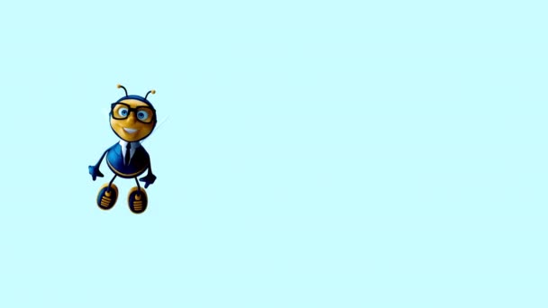 Fun Cartoon Character Bee Businessman Animation — стоковое видео