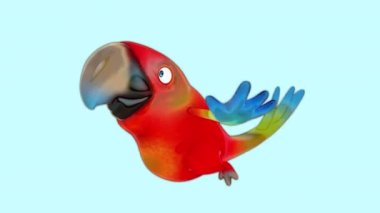 Gökyüzünde uçan güzel papağan, animasyon 