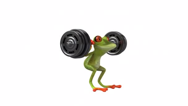 Fun frog with weights — Stock Video