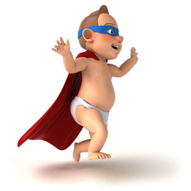Çizgi film bebek süper kahramanın 3 boyutlu eğlenceli çizimi