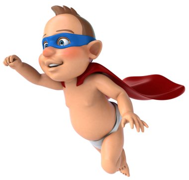 Çizgi film bebeğinin 3 boyutlu eğlenceli çizimi