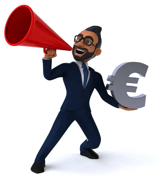 Fun Cartoon Illustration Indian Businessman Euro – stockfoto