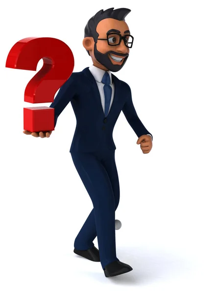 Fun Cartoon Illustration Indian Businessman Question — Fotografia de Stock