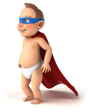 Çizgi film bebeğinin 3 boyutlu eğlenceli çizimi