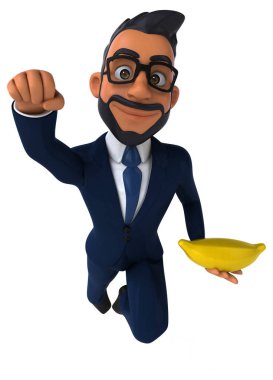 Muzlu Hintli bir iş adamının 3 boyutlu eğlenceli çizimi.