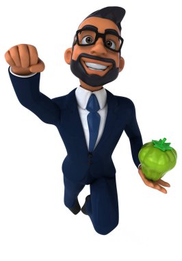 Röntgenci Hintli bir işadamının 3 boyutlu eğlenceli çizimi. 