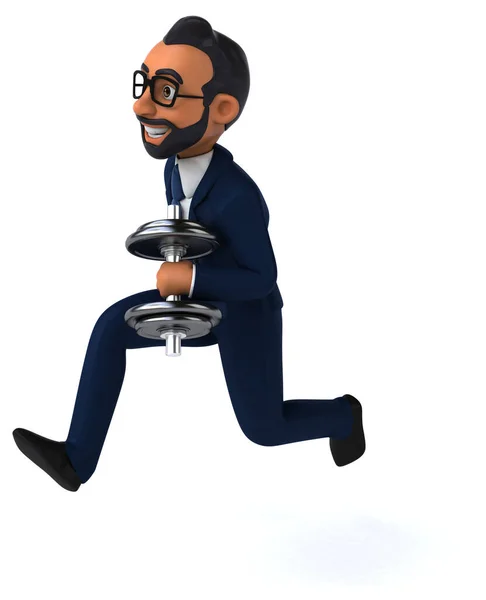 Fun Cartoon Illustration Indian Businessman Weight — ストック写真