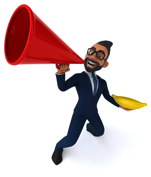 Fun Cartoon Illustration Indian Businessman Banana — Stockfoto