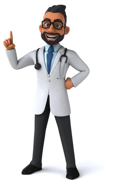 Fun Cartoon Illustration Indian Doctor — Stock Photo, Image