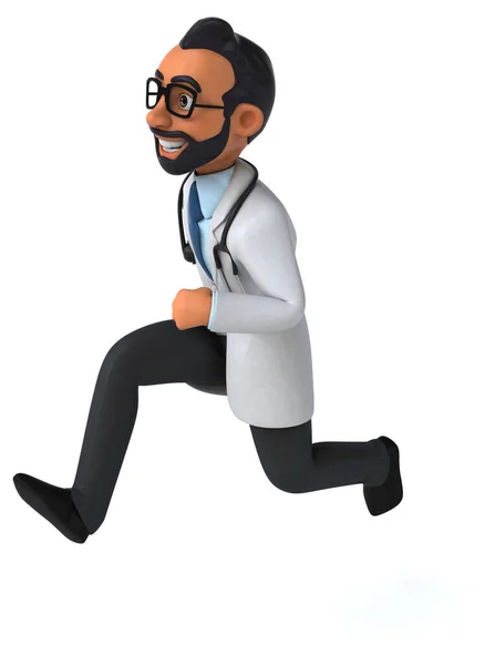 Fun Cartoon Illustration Indian Doctor Running — ストック写真