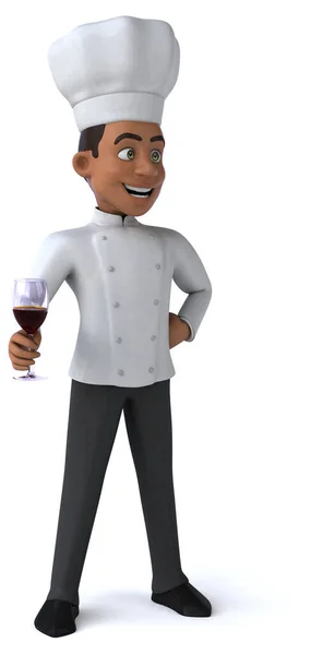 Leuke Illustratie Van Een Cartoon Chef Met Wijn — Stockfoto