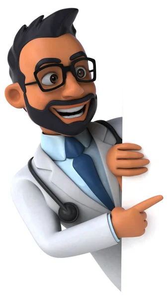 Fun Cartoon Illustration Indian Doctor Card — Stock Photo, Image