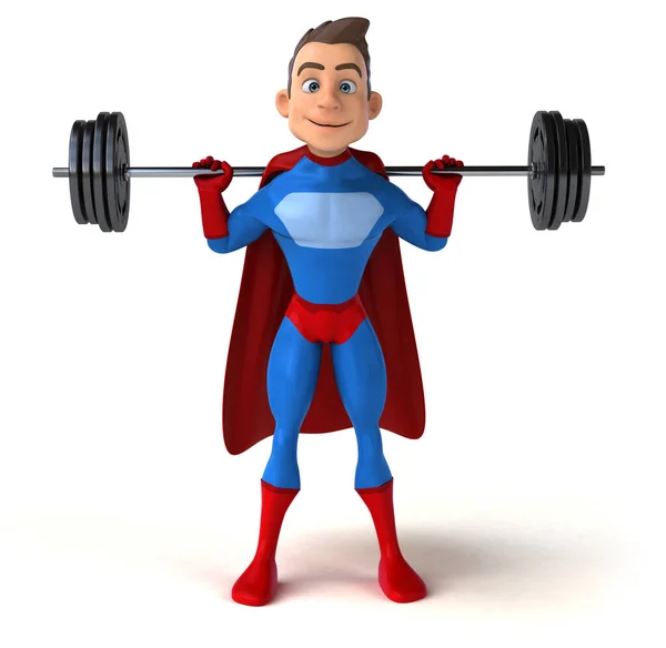 Fun Illustration Cartoon Superhero Weights — Stock Photo, Image