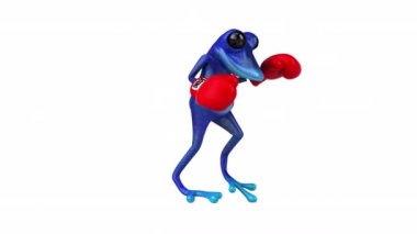 blue  frog boxing - 3D animation 