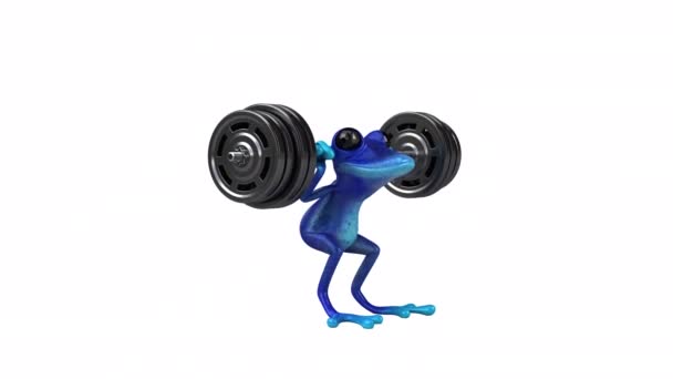 Frog Character Lifting Weights Animation — Stok video