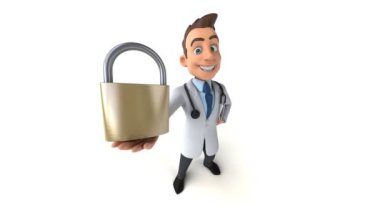 Asma kilitli doktor çizgi film karakterinin 3 boyutlu animasyonu 