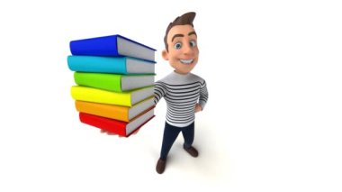 Kitaplı eğlenceli 3D karikatür sıradan karakter 