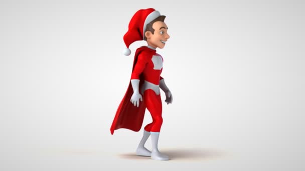 Διασκέδαση Super Santa Claus Περπάτημα Animation — Αρχείο Βίντεο