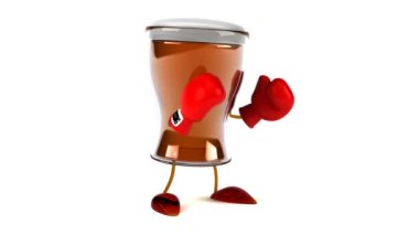 Çizgi film karakteri boksörünün 3 boyutlu eğlenceli animasyonu