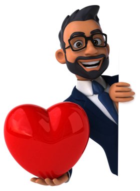 Yürekli Hintli bir iş adamının 3 boyutlu eğlenceli çizimi. 