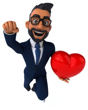 Yürekli Hintli bir iş adamının 3 boyutlu eğlenceli çizimi. 