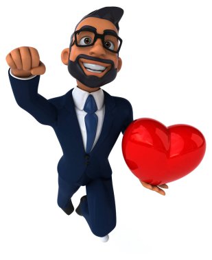 Yürekli Hintli bir iş adamının 3 boyutlu eğlenceli çizimi. 