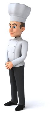 Çizgi film şefi karakterinin 3 boyutlu eğlenceli çizimi 