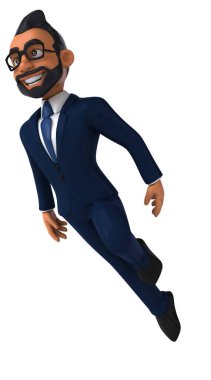 Hintli bir iş adamının 3 boyutlu komik çizimi 