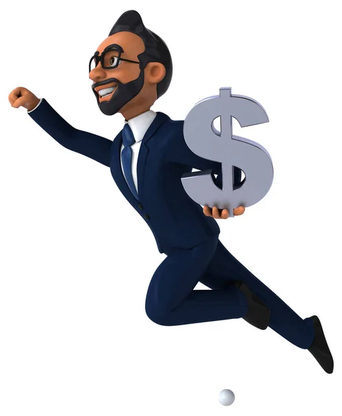 Fun Cartoon Illustration Indian Businessman Dollar — 图库照片