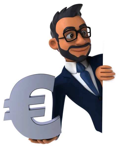 Fun Cartoon Illustration Indian Businessman Euro — Stock fotografie