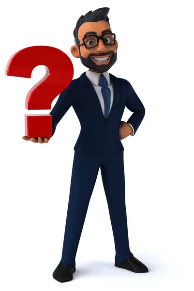 Fun Cartoon Illustration Indian Businessman Question — Stockfoto