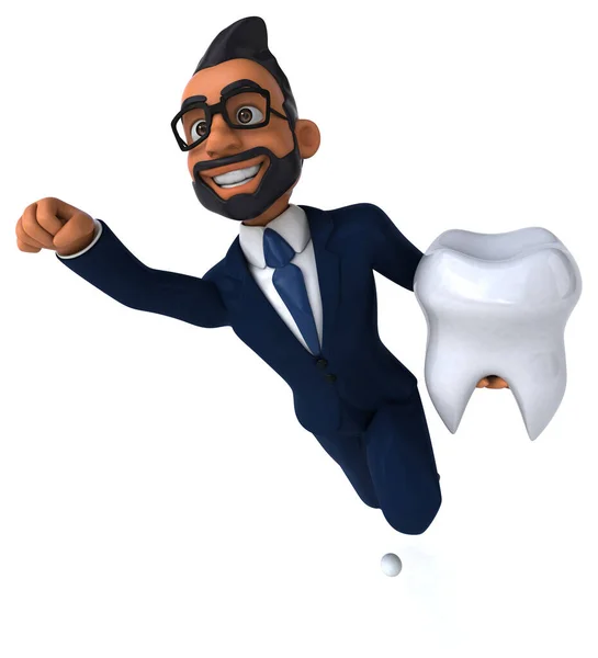 Fun Cartoon Illustration Indian Businessman Tooth — Foto Stock