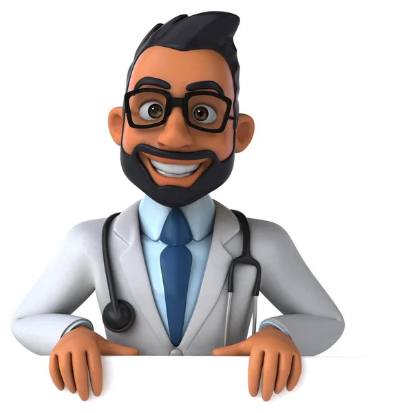 Fun Cartoon Illustration Indian Doctor Character — Stock Photo, Image