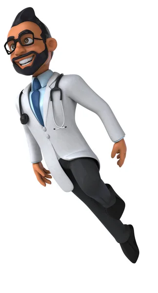 Fun Cartoon Illustration Indian Doctor Character — Stock Photo, Image