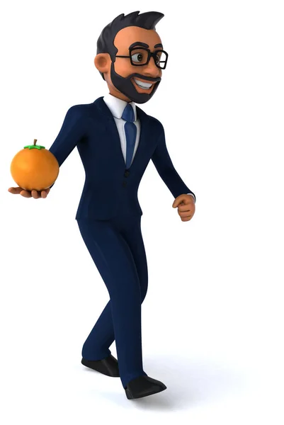 Fun Cartoon Illustration Indian Businessman Orange — ストック写真