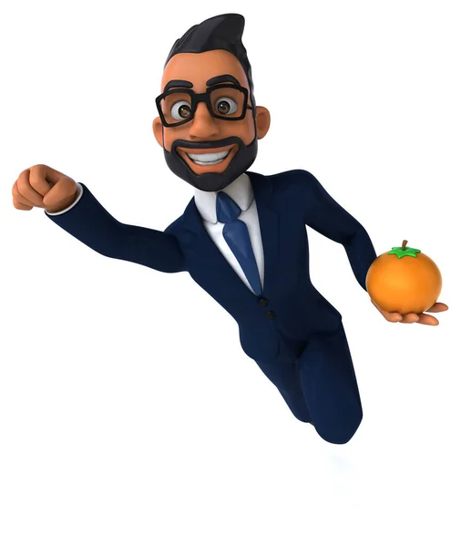 Fun Cartoon Illustration Indian Businessman Orange — Stock Photo, Image