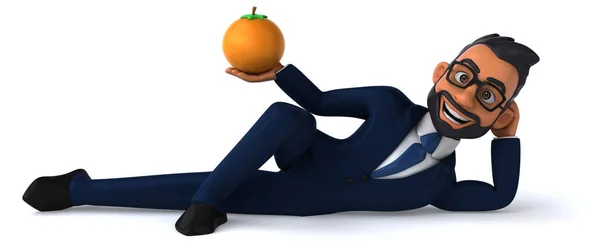 Fun Cartoon Illustration Indian Businessman Orange — Zdjęcie stockowe