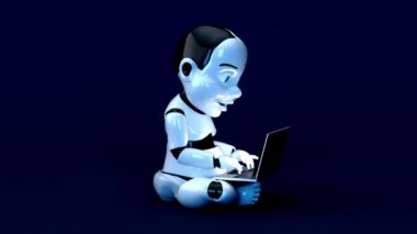  bebek robot dizüstü bilgisayarlı çizgi film karakteri, konsept 