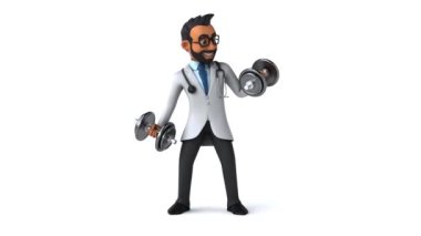 Ağırlıklı komik çizgi film karakteri doktor - 3 boyutlu animasyon 