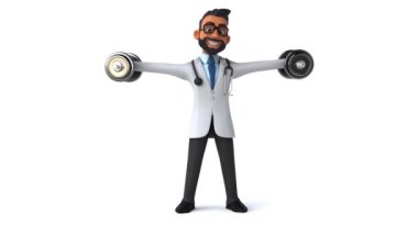 Ağırlıklı komik çizgi film karakteri doktor - 3 boyutlu animasyon 