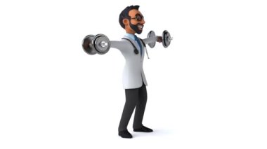 Ağırlıklı komik çizgi film karakteri doktor - 3 boyutlu animasyon 