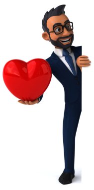 Yürekli Hintli bir iş adamının 3 boyutlu eğlenceli çizimi. 