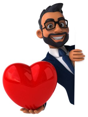 Yürekli Hintli bir iş adamının 3 boyutlu eğlenceli çizimi. 
