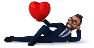 Yürekli Hintli bir iş adamının 3 boyutlu eğlenceli çizimi. 