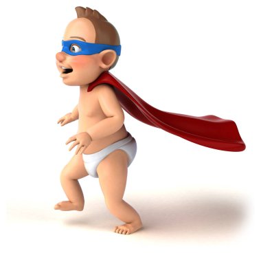 Çizgi film bebeğinin 3 boyutlu eğlenceli çizimi