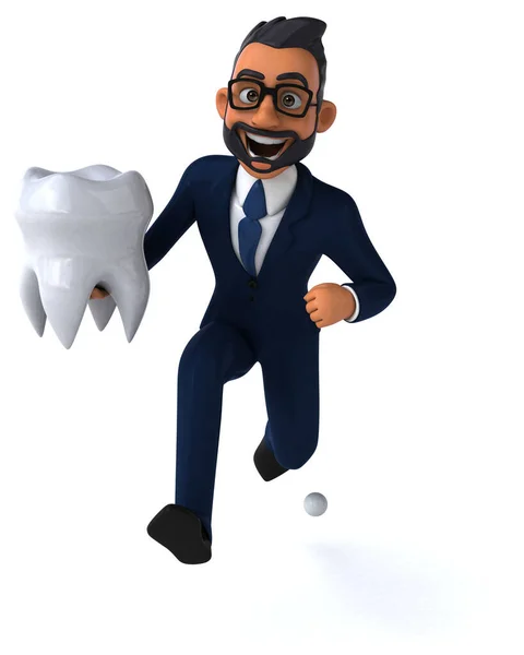 Fun Cartoon Illustration Indian Businessman Tooth — Zdjęcie stockowe