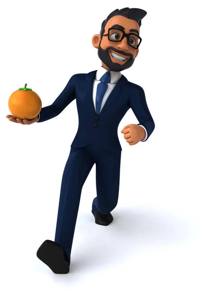 Fun Cartoon Illustration Indian Businessman Orange — ストック写真