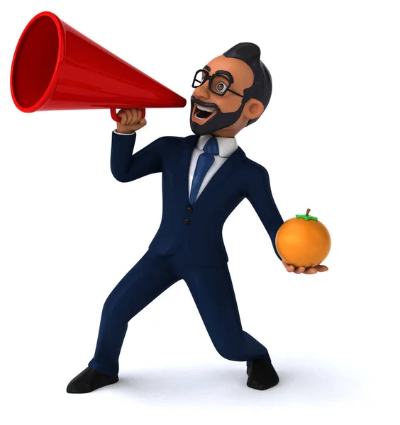 Fun Cartoon Illustration Indian Businessman Orange — Stockfoto