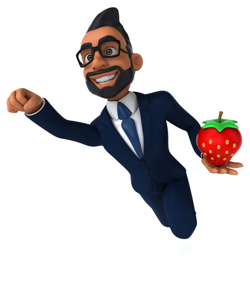 Fun Cartoon Illustration Indian Businessman Strawberry — Foto de Stock