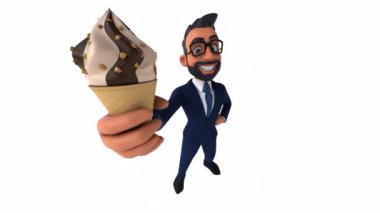 Dondurması beyaz olan eğlenceli iş adamı.